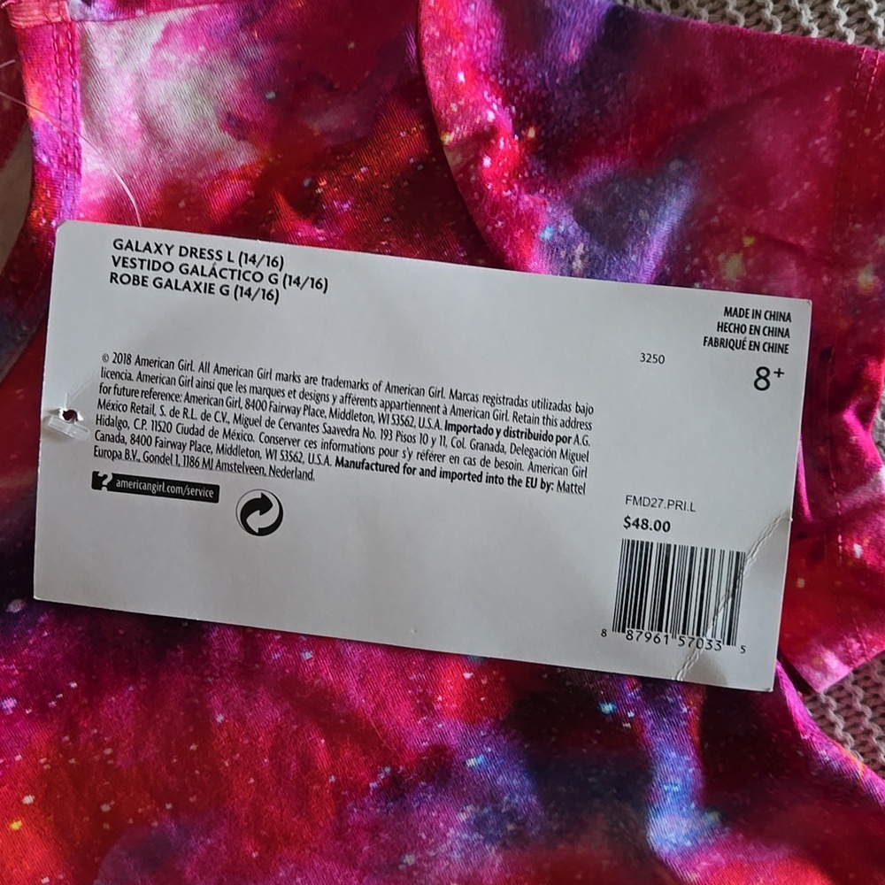 American Girl Luciana Vega Galaxy Print Dress with Belt Pouch - NWT - Picture 3 of 6
